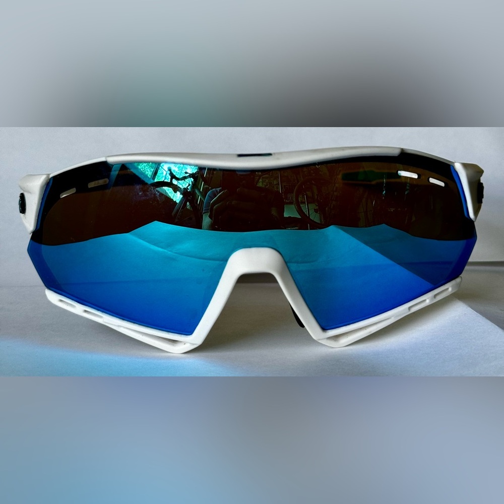 White and Blue Sports Sunglasses